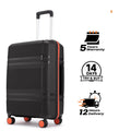 HRX by Hrithik Roshan black check-in suitcase with telescopic handle and red-trim wheels