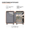 HRX Zanzibar hard-shell luggage with zipped interior compartments and gray lining