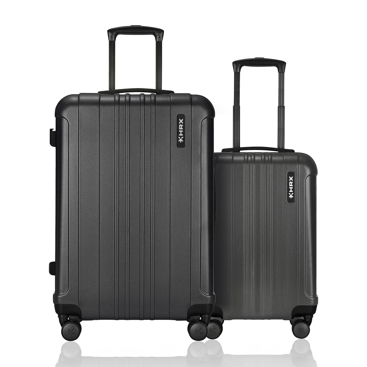 Hard-shell luggage set of 2 suitcases with 8 wheels and retractable handles