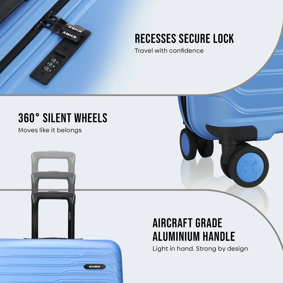 HRX Kyoto Hard Body Set of 2 Luggage (8 Wheels) - Polypropylene