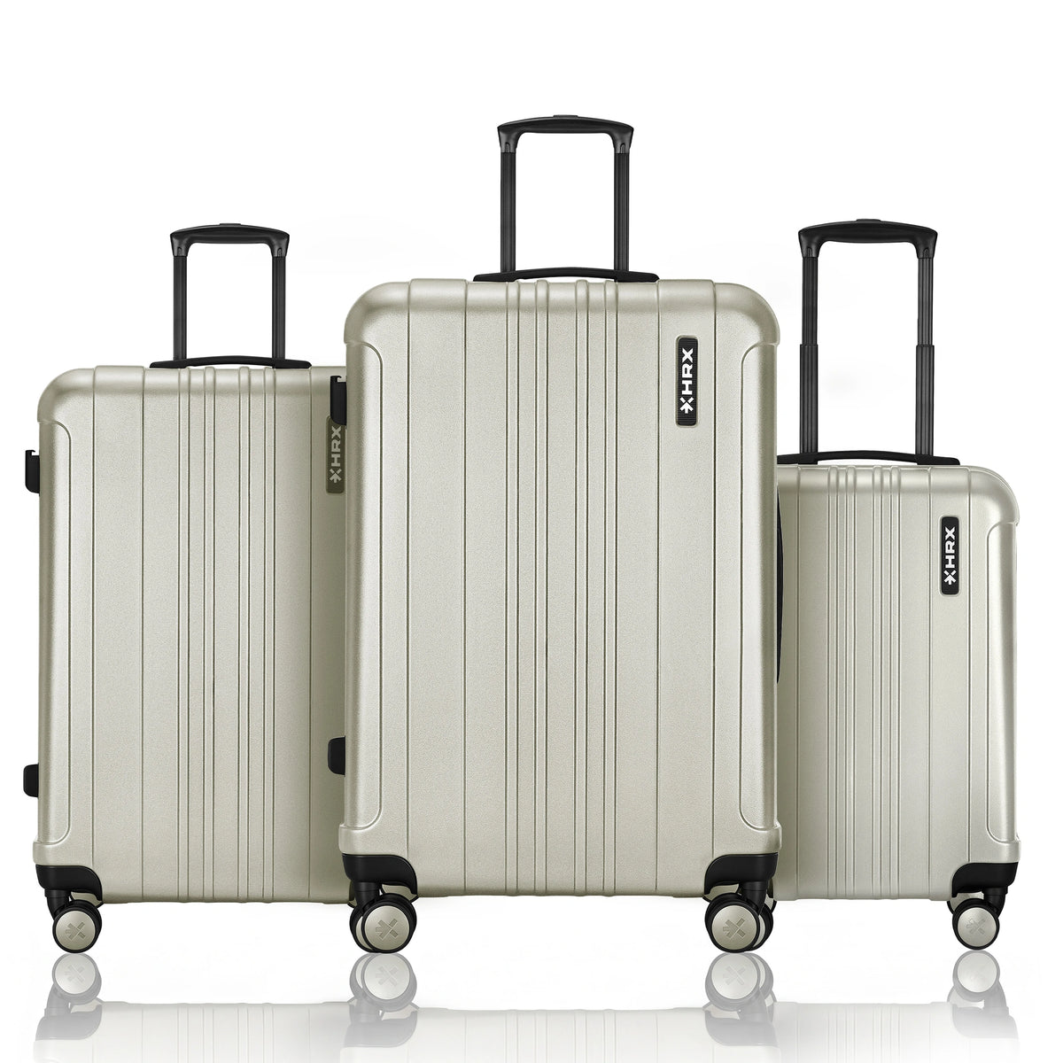 HRX Force Hard Body Set of 3 Luggage (8 Wheels) - Polycarbonate - Silver