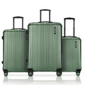 Dark green hard-shell rolling luggage set of 3 with telescopic handles and 8-wheel design