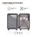 Open small cabin suitcase with grey lining, divider panel and compression straps.