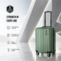 Dark green HRX Force small cabin suitcase with extendable handle and 8 spinner wheels
