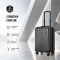 Charcoal grey HRX Force small cabin suitcase with extendable handle and 8 spinner wheels