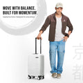 White small cabin suitcase with telescopic handle and 8 spinner wheels