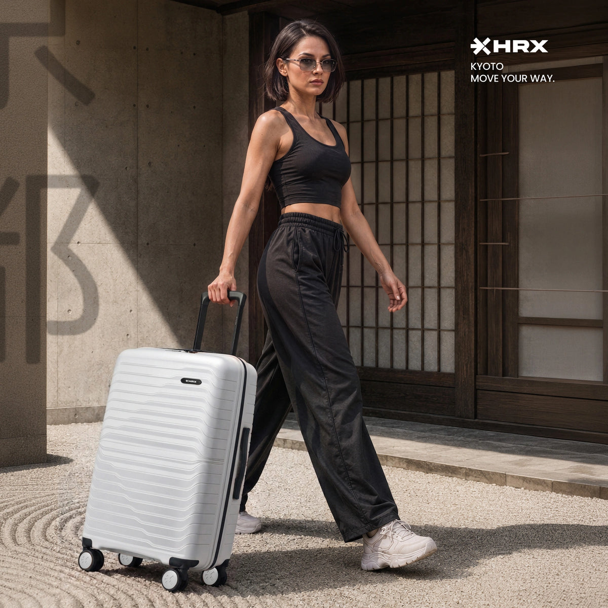 HRX Kyoto Small Cabin Suitcase (56 cm) 8 Wheels - Polypropylene - White