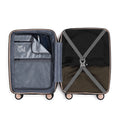 HRX small cabin suitcase open showing interior divider and compression straps