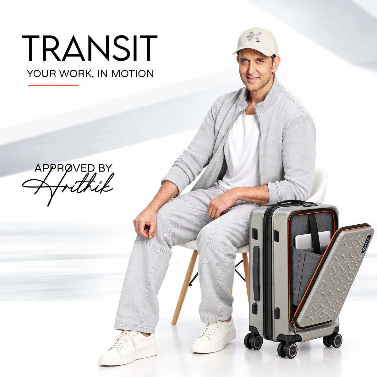 HRX Transit Trolley with Laptop Compartment - Silver