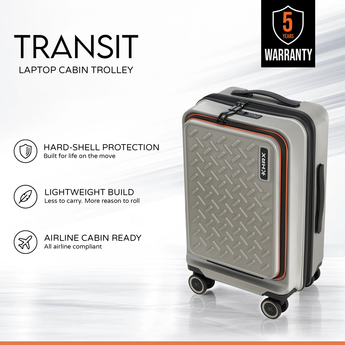 HRX Transit Trolley with Laptop Compartment - Silver