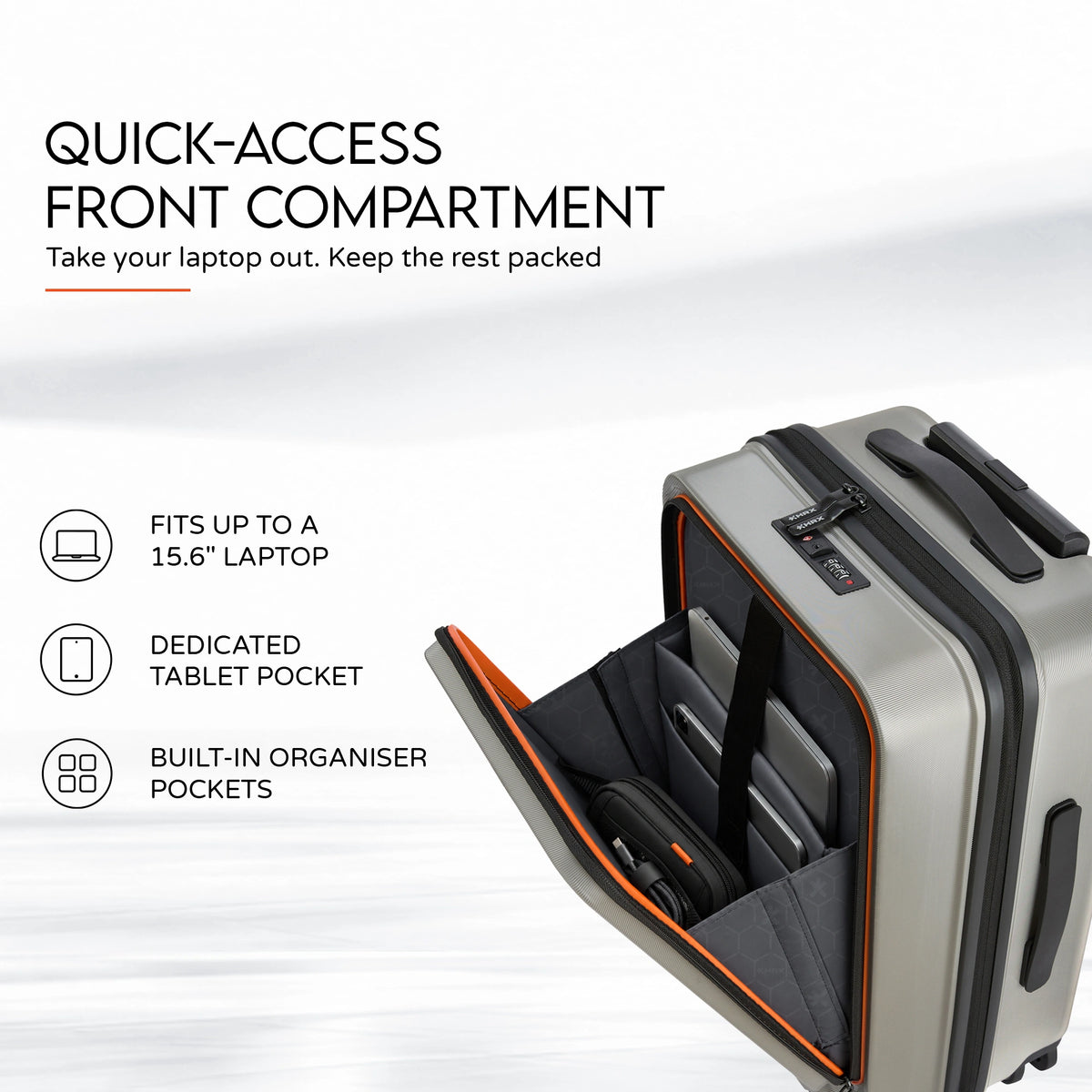 HRX Transit Trolley with Laptop Compartment - Silver