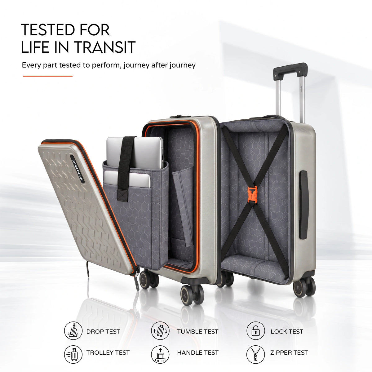 HRX Transit Trolley with Laptop Compartment - Silver