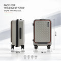 Silver trolley side profile with orange trim, handle extended, and front-mounted wheels.