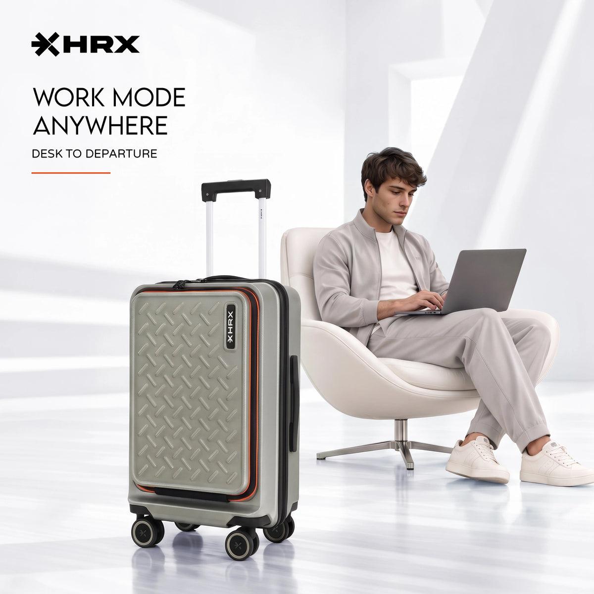 HRX Transit Trolley with Laptop Compartment - Silver