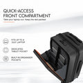 Black front-opening trolley with quick-access compartment for up to 15.6 in laptop