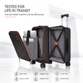 Black trolley shown open with laptop compartment and interior organizer panels