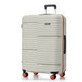 Light gray hard-shell 75 cm suitcase with top handle and 4 spinner wheel set
