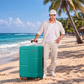 Teal large check-in suitcase with telescopic handle and spinner wheels