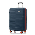 HRX medium check-in suitcase, dark blue ribbed shell with telescopic handle