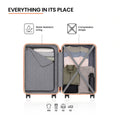 Open HRX Zanzibar suitcase interior with divider straps and packing compartments