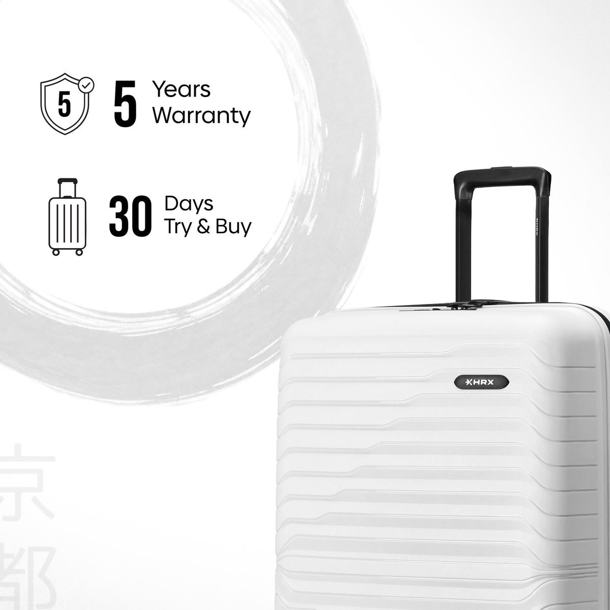 Medium check-in suitcase in white with telescopic handle and ridged shell