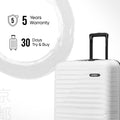 Medium check-in suitcase in white with telescopic handle and ridged shell