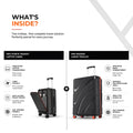 Two black hard-shell laptop travel trolleys with front and main compartments