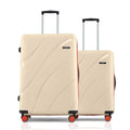 Set of 2 beige hard-shell suitcases with telescopic handles and 8 spinner wheels