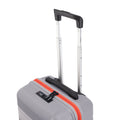 Small cabin suitcase, gray hard shell with red zipper trim, telescopic handle