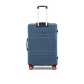 Hard body luggage set piece in blue hard shell with back details and 4 spinner wheels