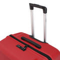 Red hard-shell suitcase top with telescopic handle and built-in carry handle