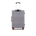 Hard-shell luggage set of 3, grey upright suitcase with telescopic handle and red wheels