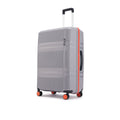 Hard-shell luggage set of 3, grey suitcase with telescopic handle, spinner wheels, orange trim
