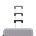 Hard-shell luggage set of 3, stacked grey suitcases with telescopic handles and rims