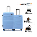 Blue hard-shell luggage set of 2 with telescopic handles and spinner wheels, ribbed finish