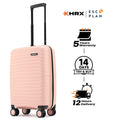 Hard-shell carry-on suitcase, peach with telescopic handle and spinner wheels