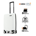 Hard-shell carry-on suitcase, white with telescopic handle and spinner wheels