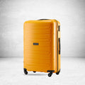 Yellow polypropylene check-in trolley with 4 wheels and side handle, ridged shell