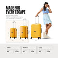Polypropylene trolley suitcase set of 2, yellow, 4 wheels, telescopic handle