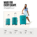 Teal 4-wheel trolley set of 3 polypropylene suitcases: cabin, medium, large