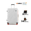 White large check-in suitcase with telescopic handle and 8 wheels