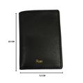 Black slim leather card holder front, flat profile with gold Rare logo