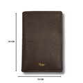 Brown leather slim card holder with Rare logo, shown upright on neutral background
