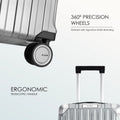 Polycarbonate cabin suitcase with 360° precision wheels and side carry handle