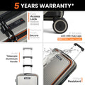 Commute trolley with secure lock panel and spinner wheels, orange accents