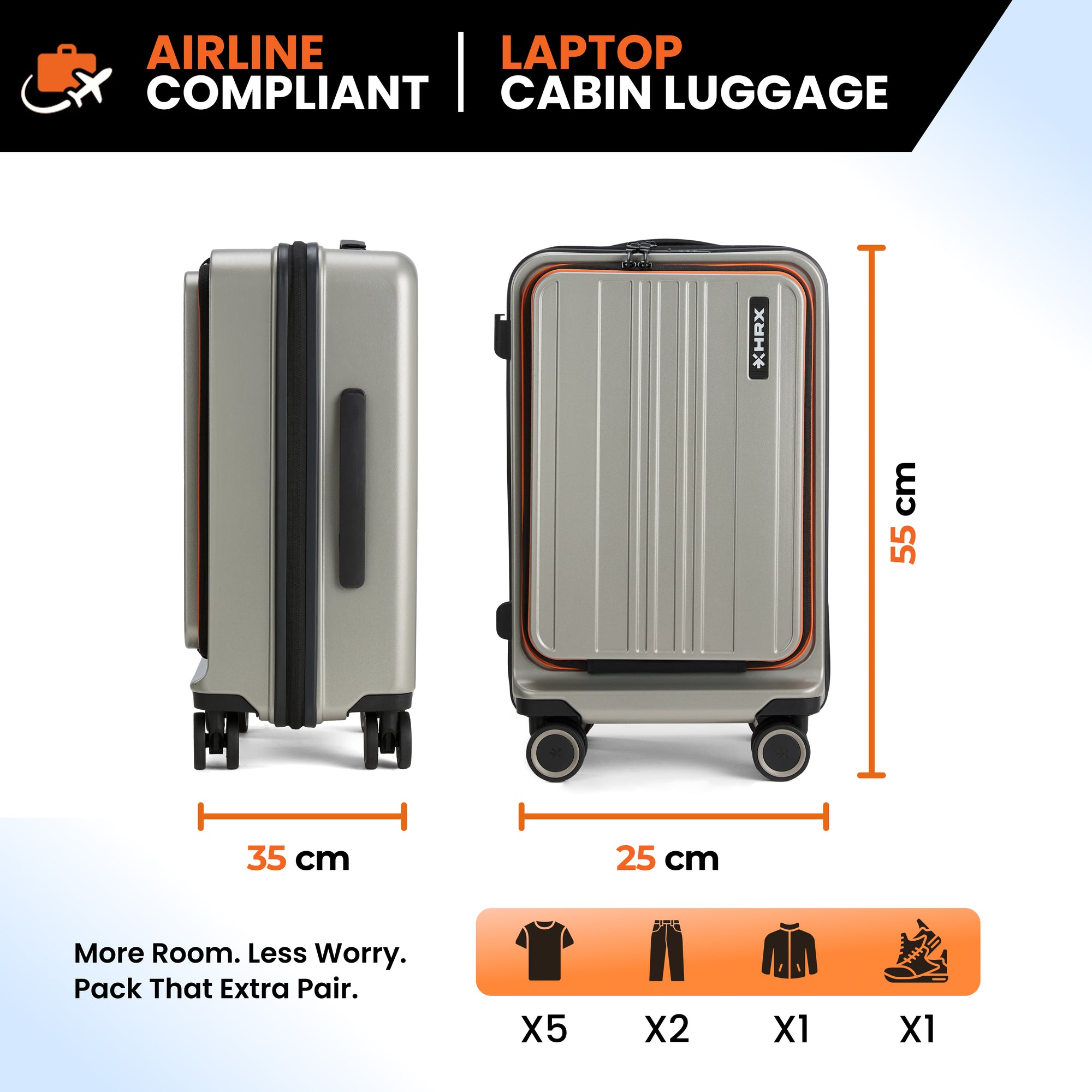 HRX Force Urban Trolley with Laptop Compartment