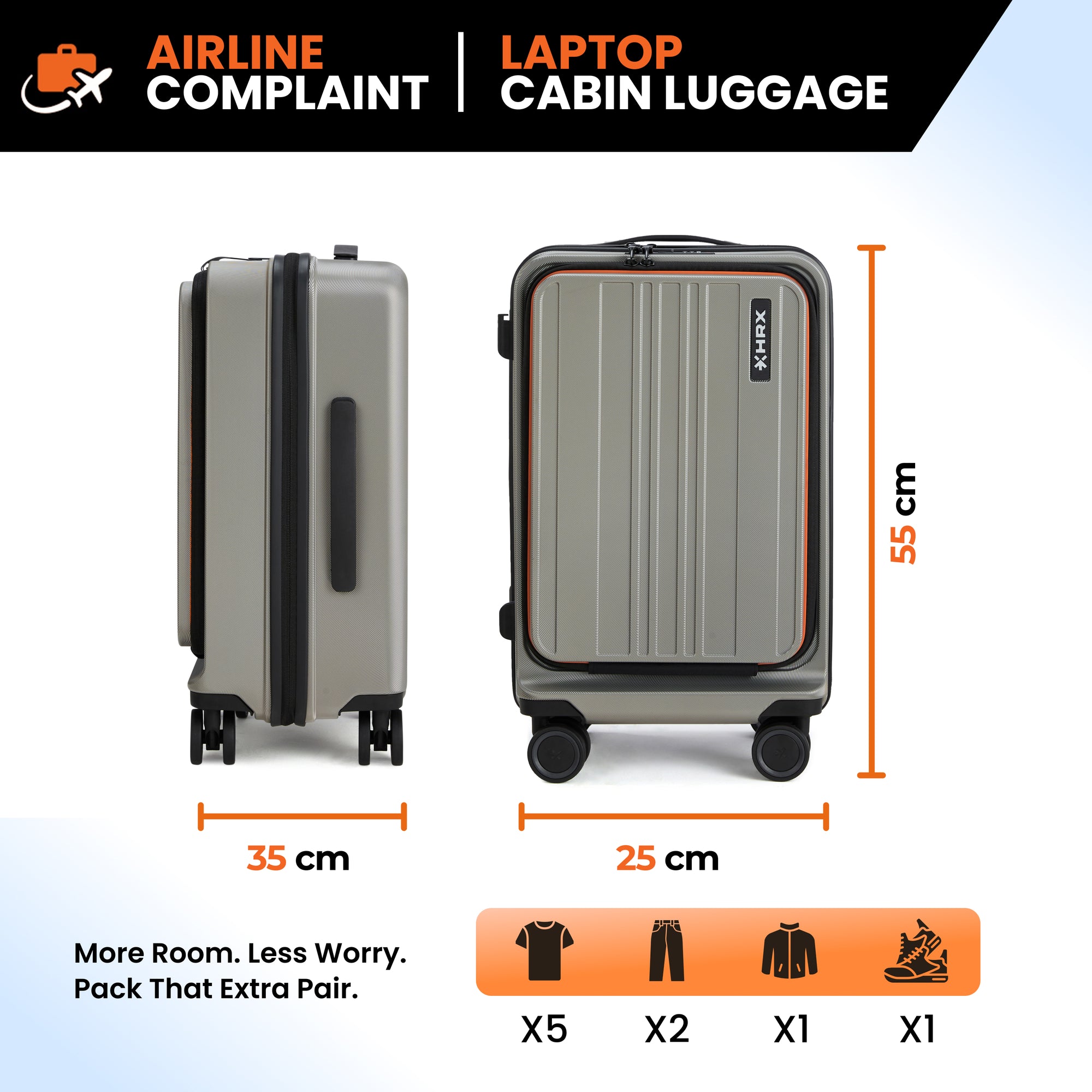 HRX Force Urban 2.0 Twill Trolley with Laptop Compartment