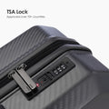 Hard-shell polycarbonate trolley luggage with TSA lock and smooth black zipper track