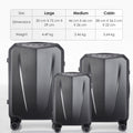 Hard-shell polycarbonate trolley luggage set with two upright cases and one smaller case