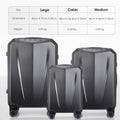 Dark grey hard-shell polycarbonate trolley suitcase set with textured shell and wheels